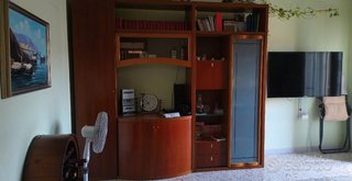 Parete attrezzata legno e vetro