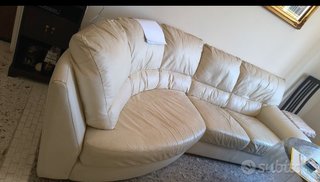 Divano angolare in pelle beige