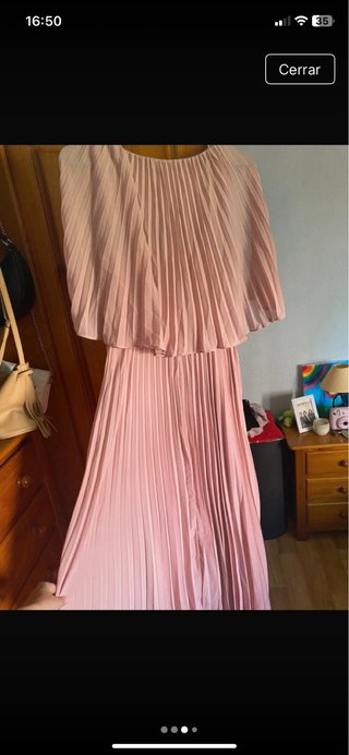 Vestido rosa SHEIN plisado manga acampanada