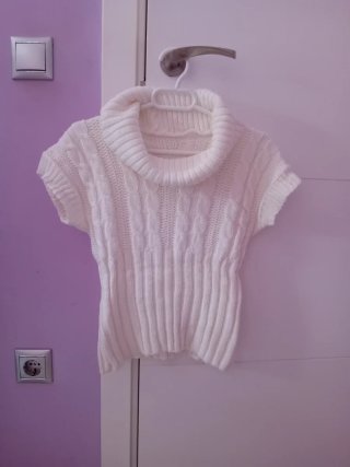 Jersey blanco manga corta cuello alto