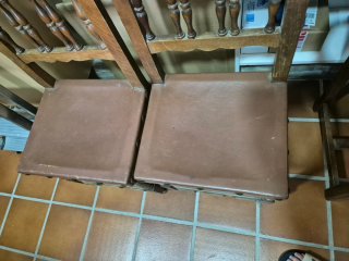 Pareja Sillas Antiguas Madera Cuero