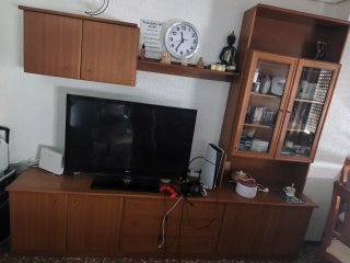 Mueble TV completo madera y cristal