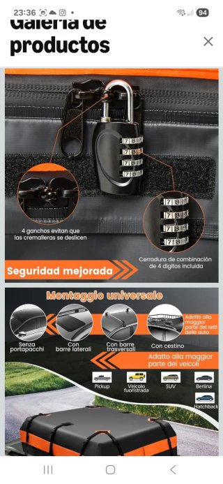 Maletero de techo impermeable para coche
