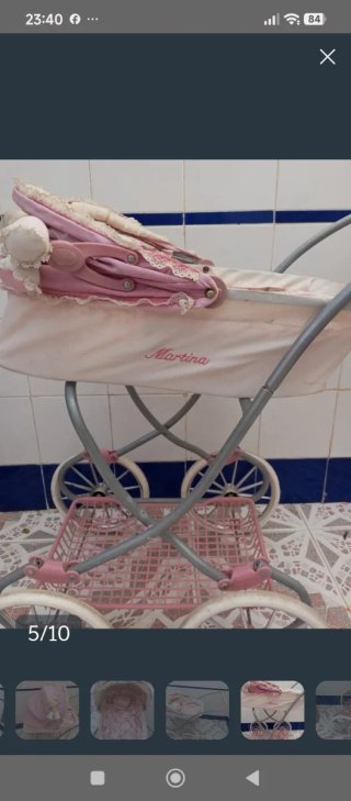 Carrito de muñecas Martina rosa