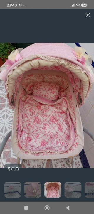 Carrito de muñecas Martina rosa