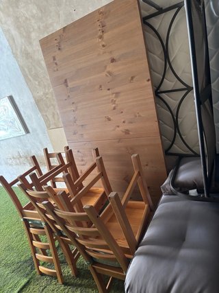 Mesa de madera con 6 sillas 200x105 cm