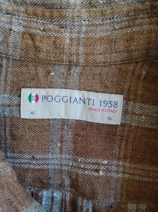 Camicia Poggianti 1958 a quadri marrone/grigio