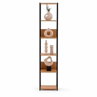 Estantería alta roble y metal negro 194 cm nueva