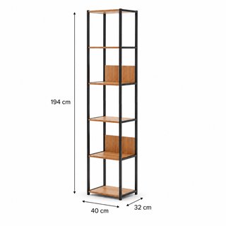 Estantería alta roble y metal negro 194 cm nueva