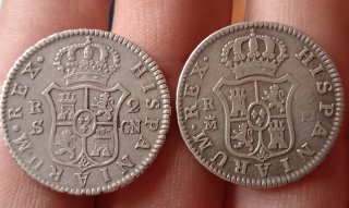 2 Monedas 2 Reales Carlos III y IV