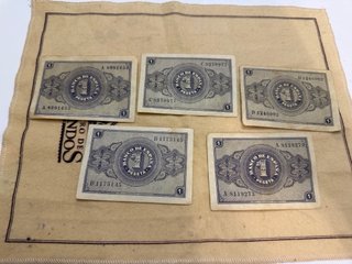 5 Billetes El Banco de España 1 Peseta