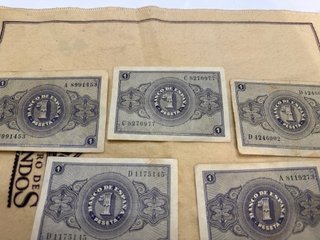 5 Billetes El Banco de España 1 Peseta