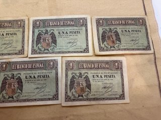 5 Billetes El Banco de España 1 Peseta