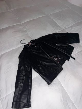 Chaqueta Biker Niña Efecto Piel Negra