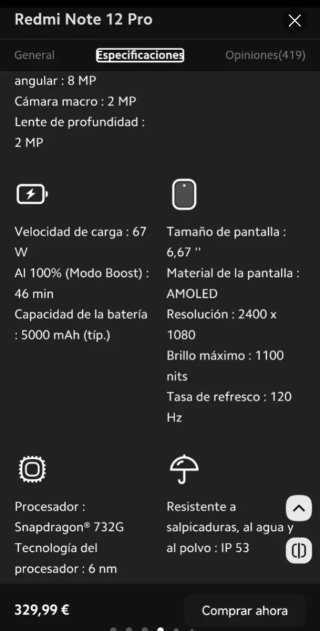 Xiaomi HyperOS Teléfono Negro REDMI NOTE 12 PRO 5G