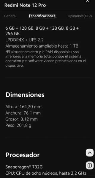Xiaomi HyperOS Teléfono Negro REDMI NOTE 12 PRO 5G