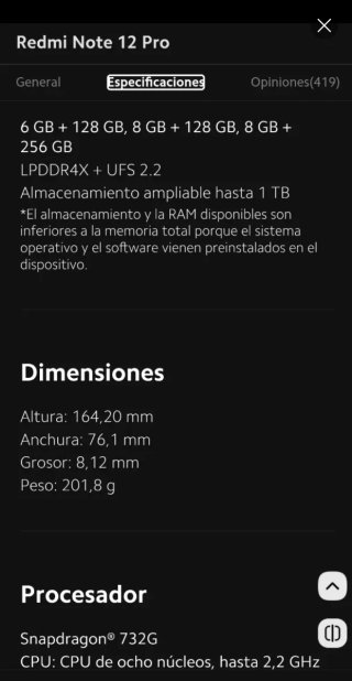 Xiaomi HyperOS Teléfono Negro REDMI NOTE 12 PRO 5G