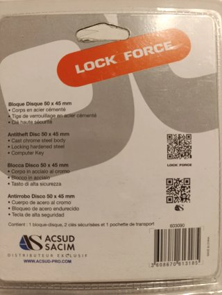 Candado de disco Lock Force 5 mm