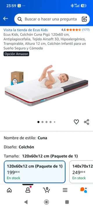 Colchón Cuna Ecus Kids 120x60cm