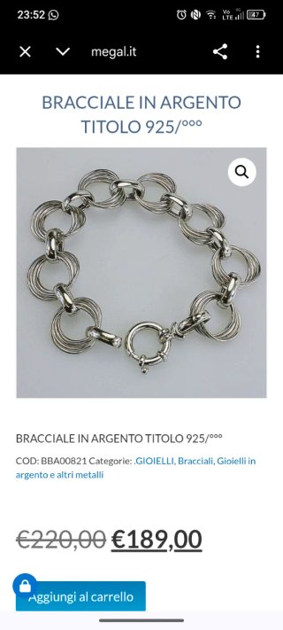 Bracciale catena maglie torchon argento 925