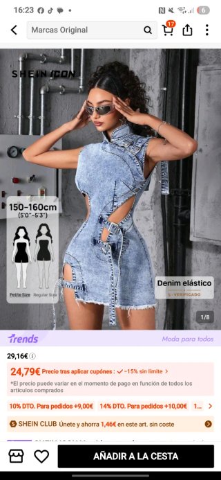 Vestido vaquero SHEIN ICON azul S
