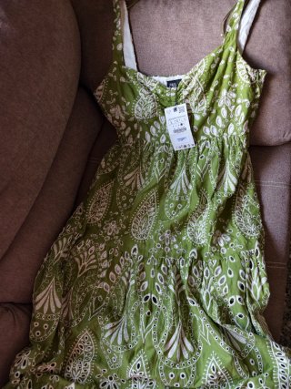 Vestido largo verde Zara Talla única