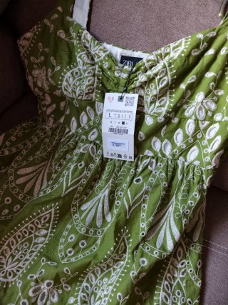 Vestido largo verde Zara Talla única