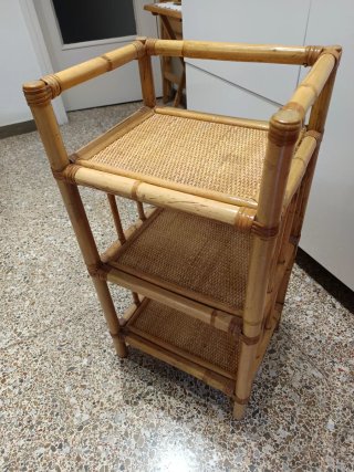 Estantería bambú y mimbre vintage 70s
