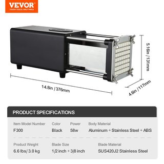 VEVOR Cortadora eléctrica patatas con cuchillas