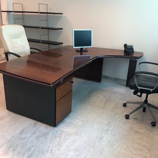 Mesa de despacho vintage grande de madera