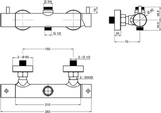 Rubinetto monocomando per doccia cromato Kibath