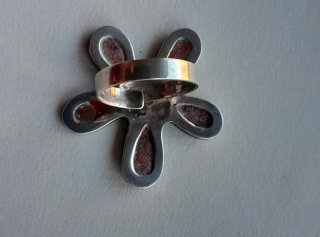 Anillo ajustable acero y piedra natural roja