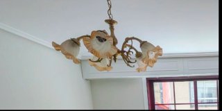 Lámpara araña bronce y cristal