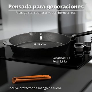 Sartén hierro fundido inducción versátil 32cm
