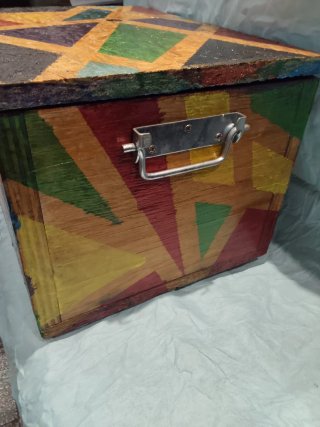 Caja decorativa madera artesanal multicolor
