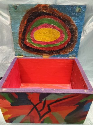 Caja decorativa madera artesanal multicolor