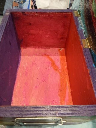 Caja decorativa madera artesanal multicolor