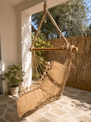 Silla Colgante Hamaca Boho Beige