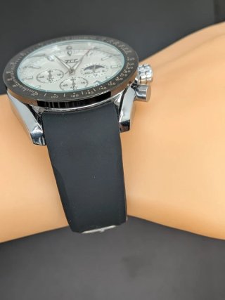 Orologio ZCC Uomo Crono 44mm Silicone Nero Bianco