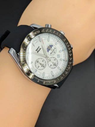 Orologio ZCC Uomo Crono 44mm Silicone Nero Bianco