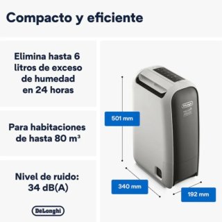Deshumidificador De'Longhi Blanco y Negro