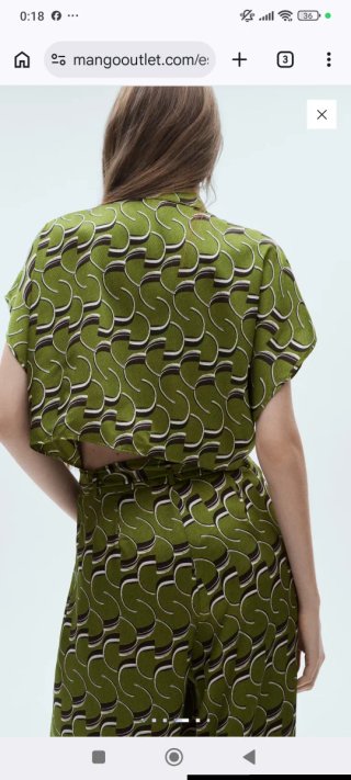 Mono pantalón largo satinado verde Mango T. "S"