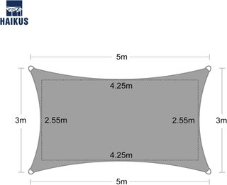 HAIKUS Toldo Vela Rectangular 3x5 m Gris