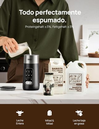 - DREO espumador leche eléctrico acero inoxidabl