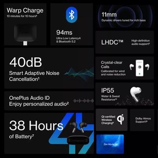 OnePlus auriculares inalámbricos blancos sonido