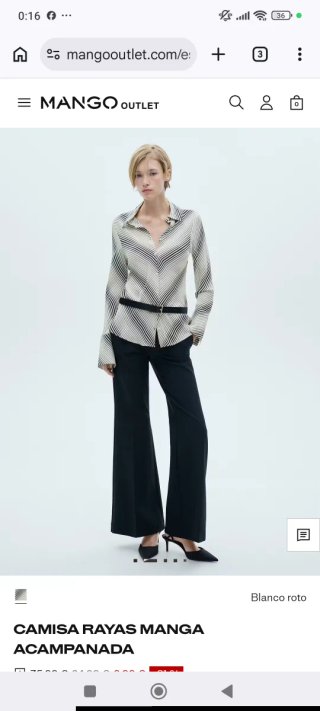 Camisa mujer Mango Rayas Manga Acampanada T. "S"