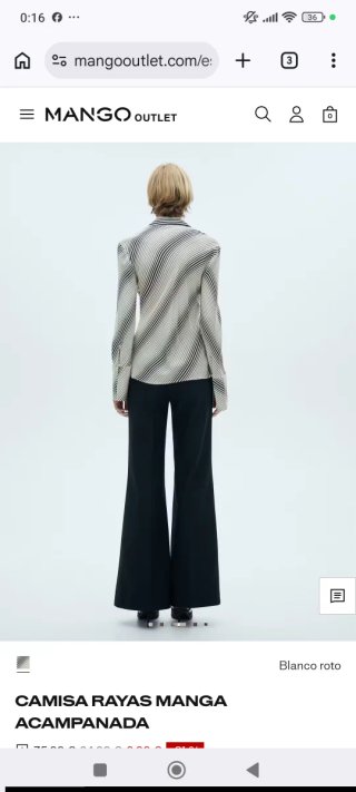 Camisa mujer Mango Rayas Manga Acampanada T. "S"