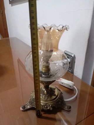 Lámpara de mesa cristal y metal