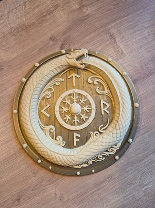 Escudo Vikingo Jörmungandr Beige/Dorado