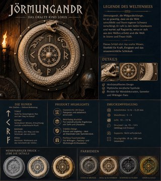 Escudo Vikingo Jörmungandr Beige/Dorado